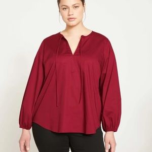 Universal Standard Maroon Refined Poet Blouse